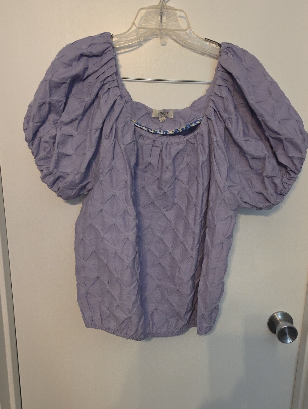 Umgee Lavender Puff-Sleeve Textured Blouse
